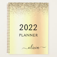2022 Monograma de Metal Brilho Dourado Glam Nome