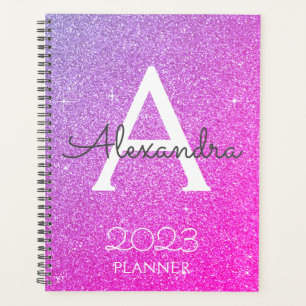 Agenda 2023 Glitter Rosa Roxo Monograma