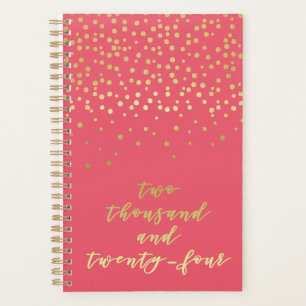 Agenda 2024 - Dourado Script Typografia & Confetti Glamor