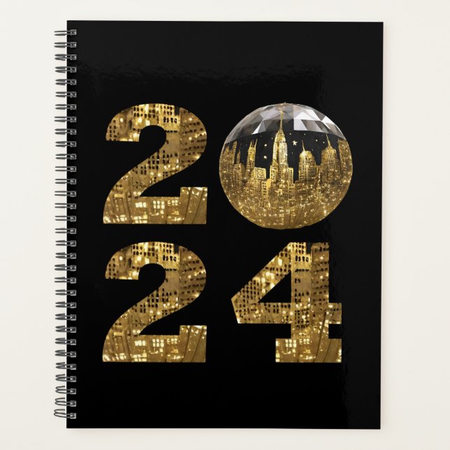 Agenda 2024 Novo Ano-Dourado-Ball-NYC Dourado- (Frente)