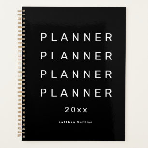 Agenda 2024 Trendy Modern Black Weekly Dated (Tendy Moder