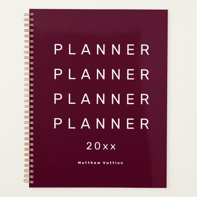 Agenda 2024 Trendy Modern Burgundy Semanal Datado (Frente)