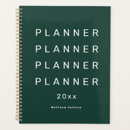 Agenda 2024 Trendy Modern Emerald Green Weekly Datado