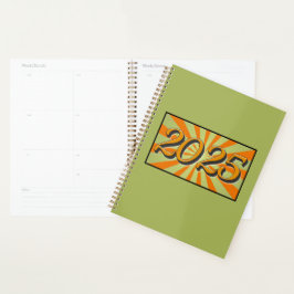 Agenda 2025 Verde com Sunburst Laranja