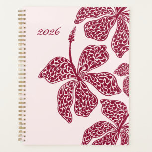 Agenda 2026 Arte Floral Hibisco Vermelho