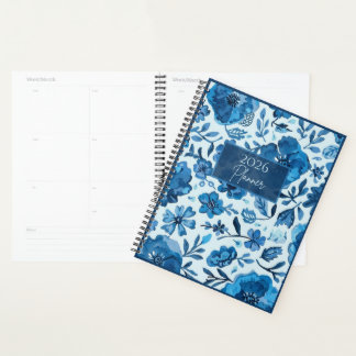 Agenda 2026 Blue Floral Planner | Elegant | Botanical |