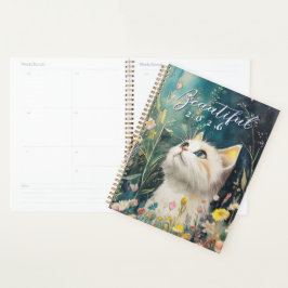 Agenda 2026 Botanical Cat Planner | Minimal Cat Planner