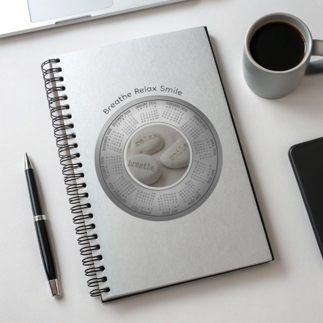 Agenda 2026 Calendar Planner Quote Breathe Smile Relax  (Criador carregado)