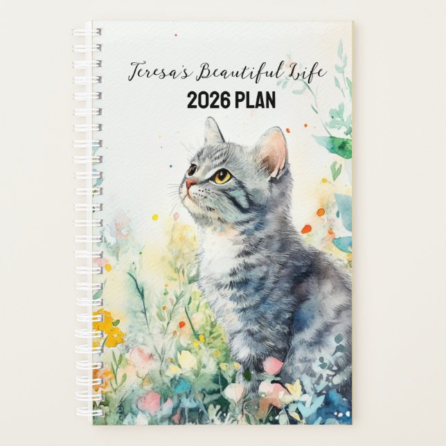 Agenda 2026 Custom Planner | Floral Cat Planner (Frente)