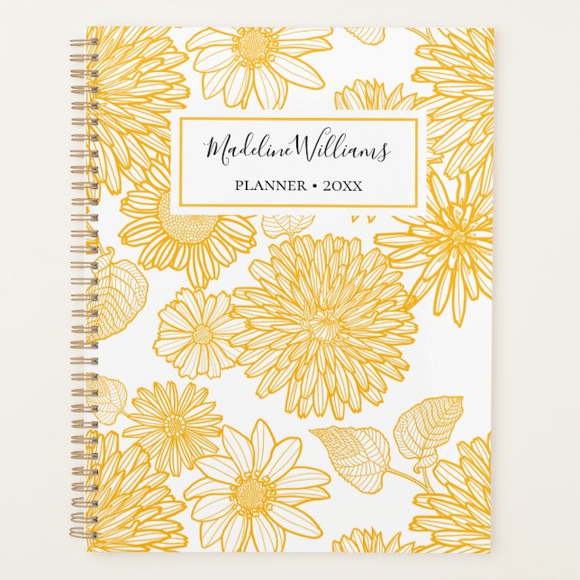Agenda 2026 Daisies e dahlias amarelas | Personalizado (Frente)