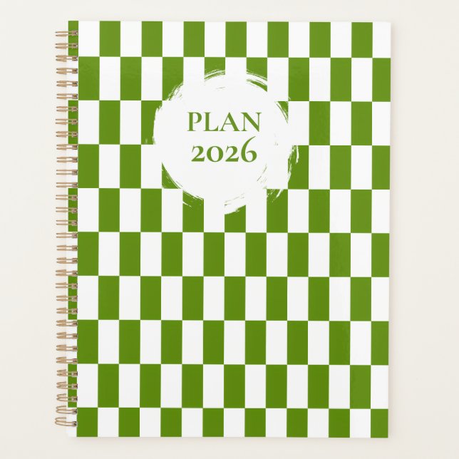 Agenda 2026 Espiral Xadrez Verde e Branco  (Frente)