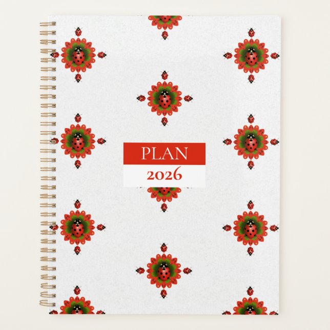Agenda 2026 Ladybug Red, White, Green Spiral (Frente)