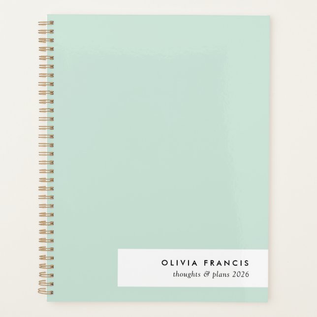Agenda 2026 Planeia Pastel Verde Moderno Mint Minimalista (Frente)