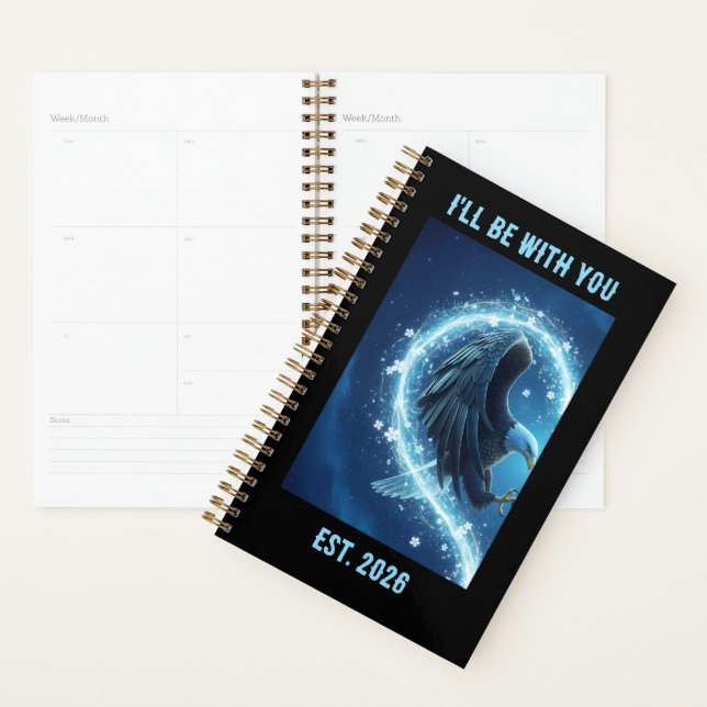 Agenda 2026 Planner Bald Eagle Heart Love 1 Custom Year (Exibição)