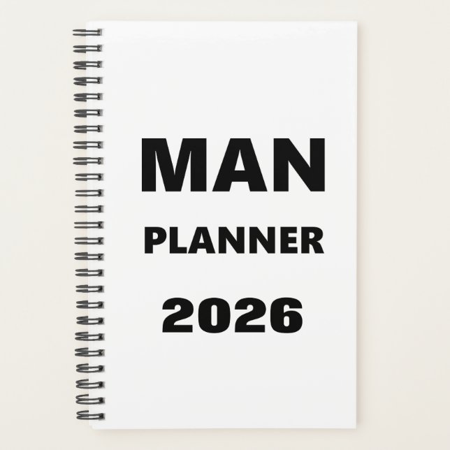 Agenda 2026 Planner For Men Man Planner Black Font White (Frente)