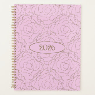 Agenda 2026 Stained Glass Rose: Gold Rose on Pink