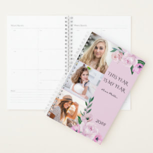 Agenda 3 Foto rosa personalizada Floral 2022