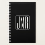 Agenda 3 Iniciais Monograma | Preto e branco (ou cor suja<br><div class="desc">As suas três iniciais monogramaram.</div>