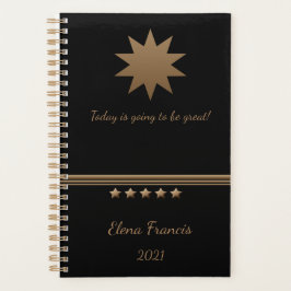 Agenda 5 estrelas com escovas Douradas para Black Profess