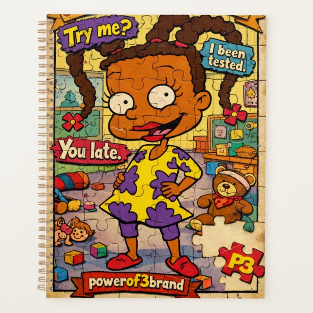 Agenda 90s Comic Style Goal Setter Notebook (Frente)