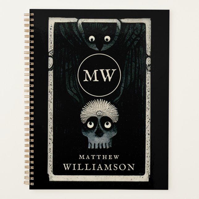 Agenda A Ilustração Da Fantasia Negra Do Crânio (Frente)