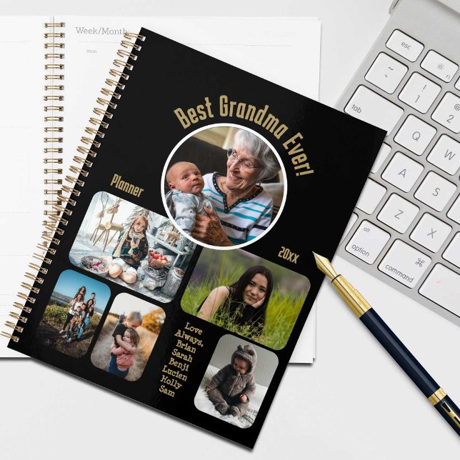 Agenda A melhor vovó de sempre! Colagem de Fotos (Grandma's going to love this personalized photo collage "Best Grandma Ever" planner.)