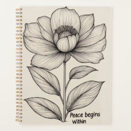 Agenda A Paz Começa Dentro – Nota de Arte de Linha Floral