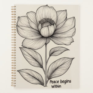 Agenda A Paz Começa Dentro – Nota de Arte de Linha Floral