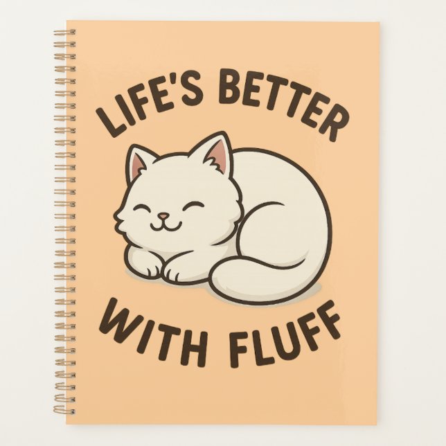 Agenda A vida é melhor com o notebook "Fluff" - Gato Chib (Frente)