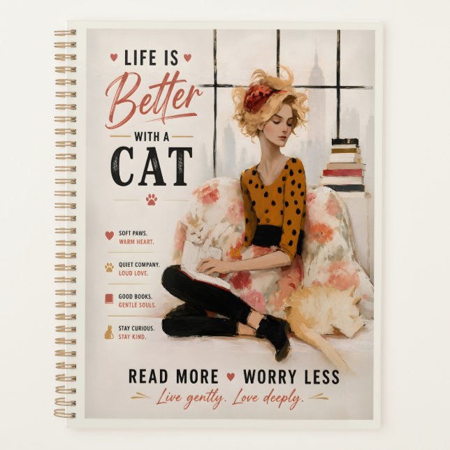 Agenda A Vida é Melhor Com Um Gato (Frente)