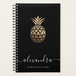 Agenda Abacaxi preto de ouro mínimo de cobre elegante