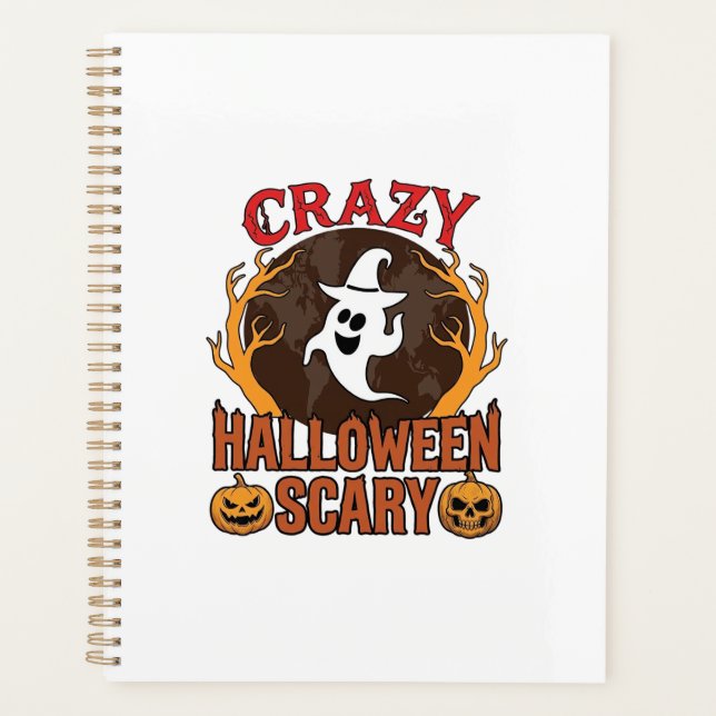 Agenda Abóbora Assustadora de Halloween Textura Gravada R (Frente)