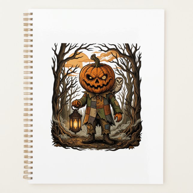 Agenda Abóbora Assustadora Lanterna Coruja Hau Halloween (Frente)