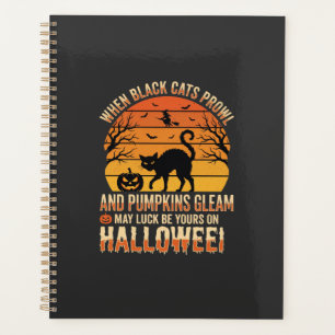 Agenda Abóbora de Gato Preto Desenho Vetorial de Hallowee