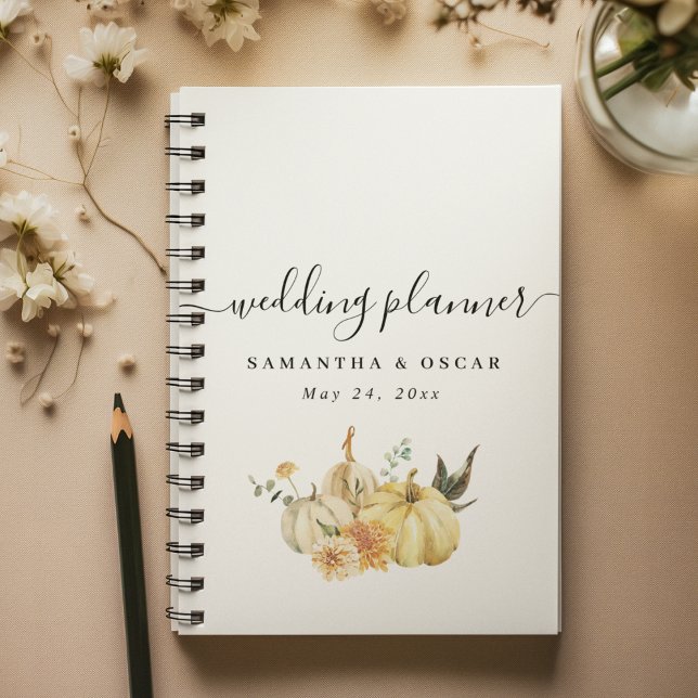 Agenda Abóbora e Flores em Aquarela de Outono na Moda (Criador carregado)