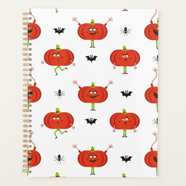 Agenda Abóboras de halloween, abóboras, padrão de aranha  (Frente)