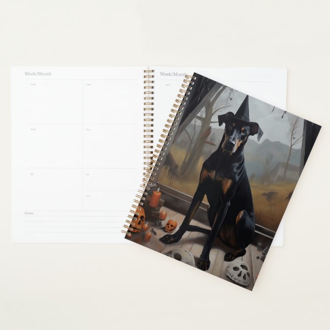 Agenda Abóboras Doberman Halloween Assustador (Exibição)