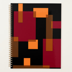 Agenda Abstração Geométrica Laranja Vermelho Preto