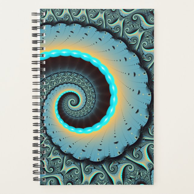 Agenda Abstract Blue Turquoise Orange Fractal Art Spiral (Frente)