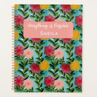 Agenda Abstract Watercolour Florals Notebook Blue