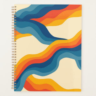 Agenda Abstrato 70s Padrão de faixa de luz azul retroalar