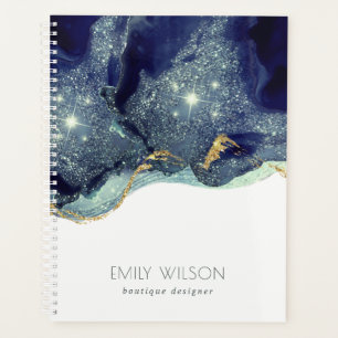 Agenda Abstrato Álcool Tinta Marinho Azul