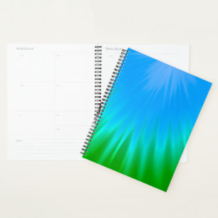 Agenda Abstrato Azul e Verde Vibrante