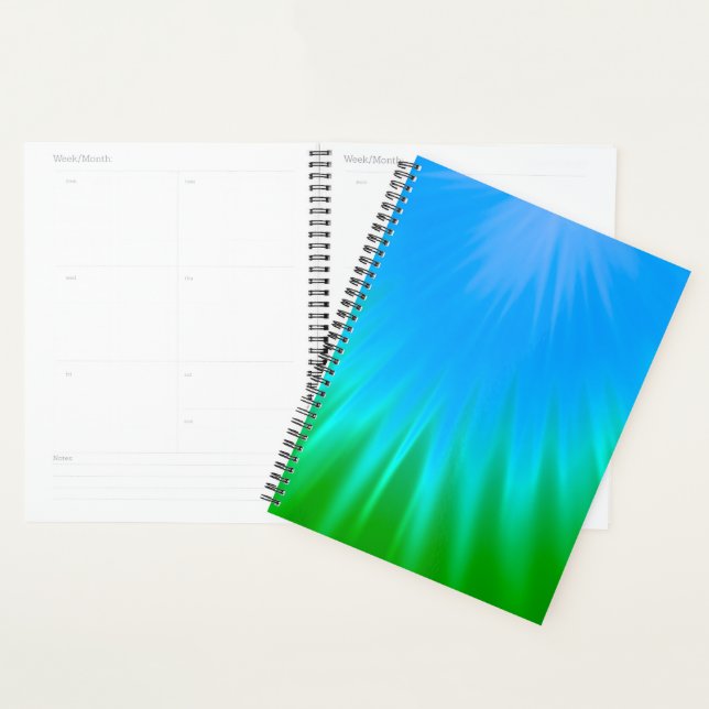 Agenda Abstrato Azul e Verde Vibrante (Exibição)