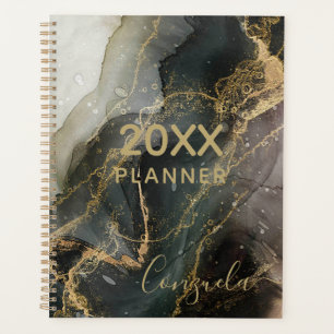Agenda Abstrato Black Dourado Marble