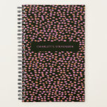 Agenda Abstrato Black Pink Dots Glam Personalizado<br><div class="desc">Planner Personalizado de Pontos Cor-de-Rosa e Laranja abstrato</div>