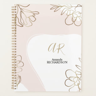 Agenda Abstrato Blush Pink e Dourado Planner