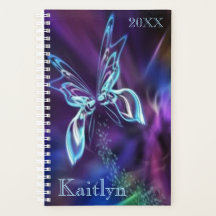 Abstrato Borboleta Neon Blue Purple Life