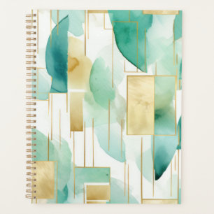 Agenda Abstrato branco Dourado verde