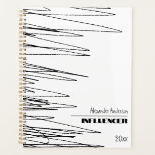 Agenda Abstrato Branco e Preto Mínimo Moderno